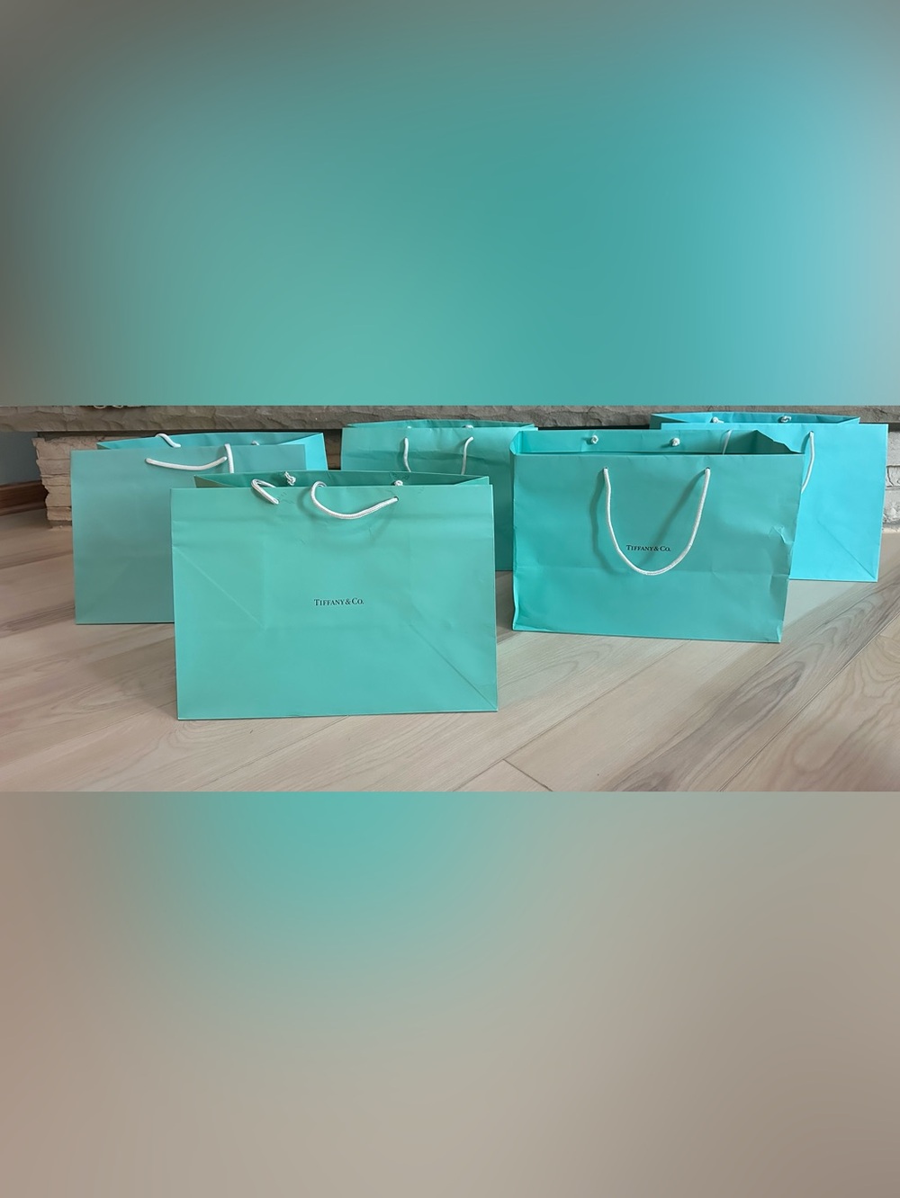 Tiffany & Co. Signature Robin's Egg Blue Tote Bags with White Rope Handles